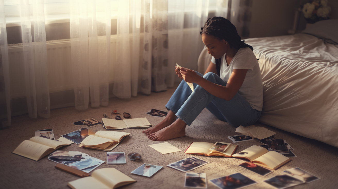 Woman reflecting on past relationship trauma