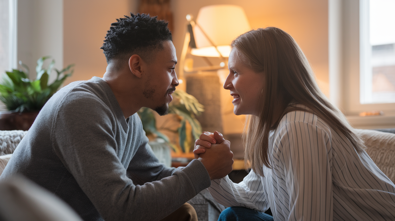 Couple setting healthy relationship boundaries